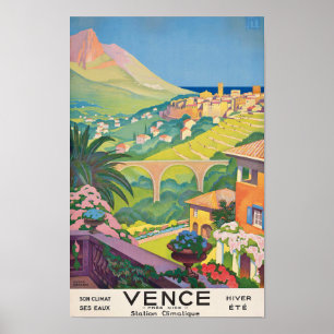 Vence France Vintage Travel Poster