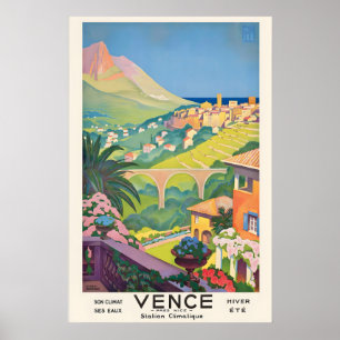 Vence Pres Nice Hiver Ete Frankreich Vintage Reise Poster
