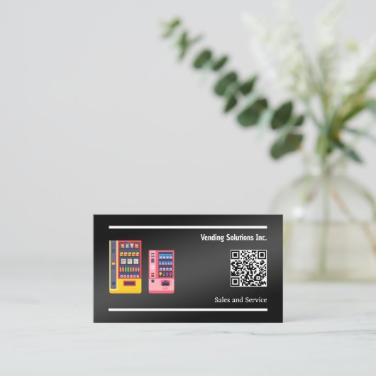 Vending Black Custom QR Visitenkarte (Stehend Vorderseite)
