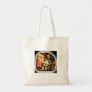 Vending Machine Cat Tote Bag   Japanische Nachtstr Tragetasche