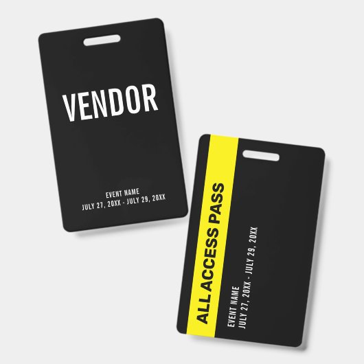 Vendor All Access Pass Event ID Badge Ausweis (Vorder- & Rückseite)