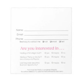 Vendor Lead Slips for Booking & Recruit Pink Zebra Notizblock