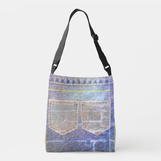 Vendredi 'verblichene Jeans' Look Crossbody Bag Tragetaschen Mit Langen Trägern (Rückseite)