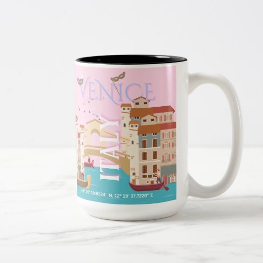 Venedig Art Reisen, Italien, Retro Art Reisen Zweifarbige Tasse (Rechts)