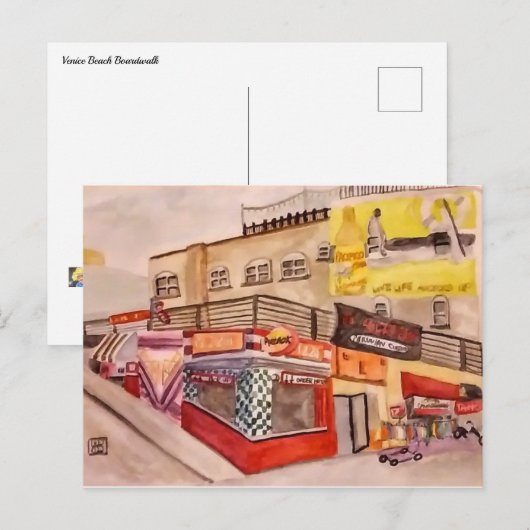 Venedig Beach Boardwalk Postkarte (Vorne/Hinten)