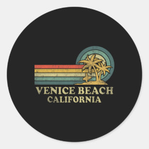 Venedig Beach California Familienurlaub Vintag Pa Runder Aufkleber