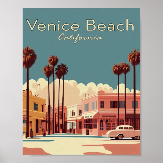 Venedig Beach Minimal Vintage Reiseplakat Poster (Vorne)