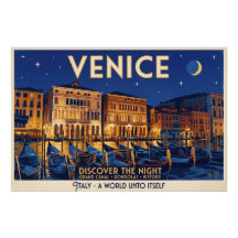 Venedig bei Nacht Grand Canal Gondeln Kunst