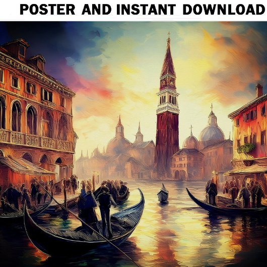 Venedig bei Sunset mit Gondeln am Canal Grande | Poster