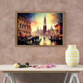 Venedig bei Twilight: Gondeln und leuchtende Himme Poster