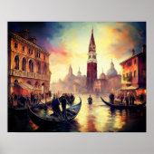 Venedig bei Twilight: Gondeln und leuchtende Himme Poster (Vorne)