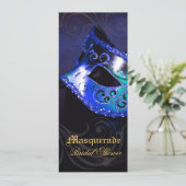 Venedig Blue Masquerade Bridal Dusche Einladung (Stehend Vorderseite)