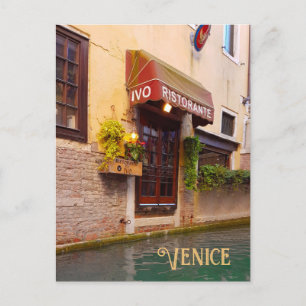 Venedig Canal Architecture Ristorante Street Postkarte