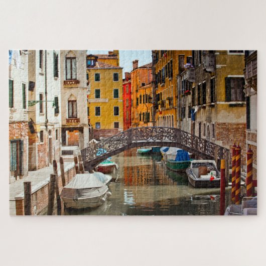Venedig Canal Bridge Boote Italien Reisen Europa Puzzle (Horizontal)