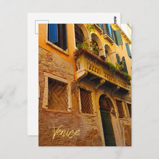 Venedig Canal Living Italienisches Gebäude Postkarte (Vorne/Hinten)
