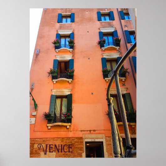 Venedig Canal Living Windows-Blume Fotografie Poster (Vorne)