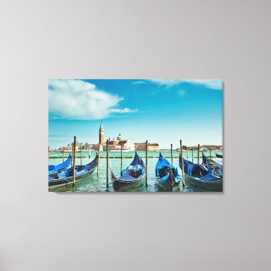 Venedig Canal mit blauen Gondeln Leinwanddruck (Vorderseite)