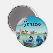 Venedig Canal mit blauen Gondeln Magnet (Vorderseite/Rückseite)