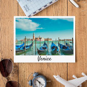 Venedig Canal mit blauen Gondeln Postkarte