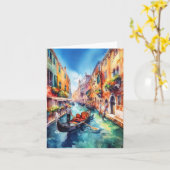 Venedig Canals Italy Watercolor Karte (Gelbe Blume)