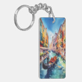 Venedig Canals Italy Watercolor Schlüsselanhänger (Vorderseite links)
