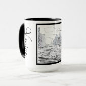 Venedig City Black and White Ringer 15oz Tasse (Vorderseite Links)