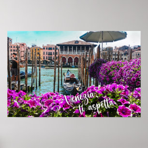 Venedig erwartet Sie! Gondola, Venezia. Italien, M Poster