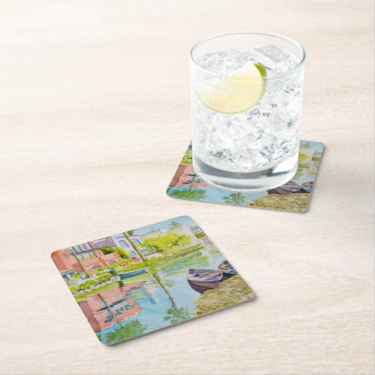 Venedig-Farben Rechteckiger Pappuntersetzer (Vor Ort)