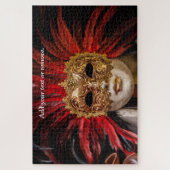 Venedig Festival Italien, rote Federn und Goldmask Puzzle (Vertikal)