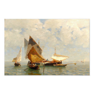 Venedig, Fischerboot in der Lagune Fotodruck