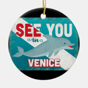 Venedig Florida Dolphin - Retro Vintage Reise Keramik Ornament
