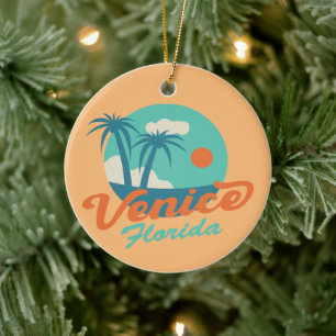 Venedig Florida Retro Stil Palmen und Strand Keramik Ornament