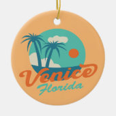 Venedig Florida Retro Stil Palmen und Strand Keramik Ornament (Vorne)