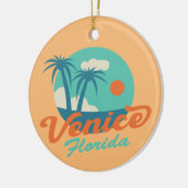 Venedig Florida Retro Stil Palmen und Strand Keramik Ornament (Links)