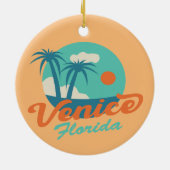Venedig Florida Retro Stil Palmen und Strand Keramik Ornament (Hinten)
