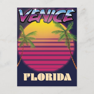 Venedig Florida Retro-Urlaubsposter Postkarte