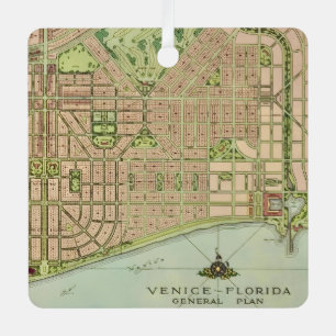 Venedig Florida Vintage Karte Ornament Aus Metall
