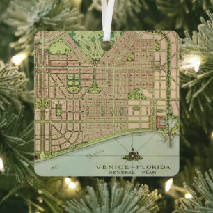 Venedig Florida Vintage Karte Ornament Aus Metall
