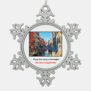 Venedig-Gasse mit Liebe-Zitat Schneeflocken Zinn-Ornament