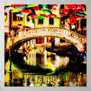 Venedig Gondeln entlang des Schirmwegs und ☔ Poster