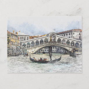 Venedig Gondola mit Brücke Postkarte