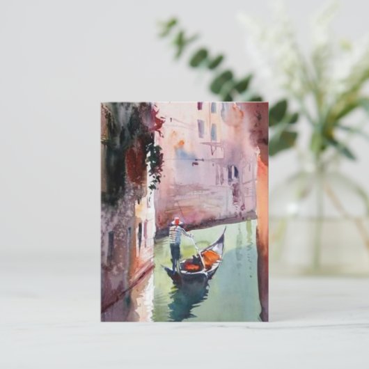 Venedig, Gondolier, Gondel, Venezianische Leinwand Postkarte (Stehend Vorderseite)