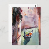 Venedig, Gondolier, Gondel, Venezianische Leinwand Postkarte (Vorne/Hinten)
