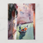 Venedig, Gondolier, Gondel, Venezianische Leinwand Postkarte (Vorderseite)