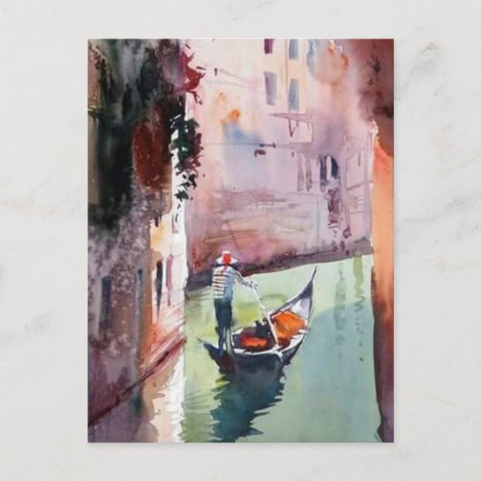 Venedig, Gondolier, Gondel, Venezianische Leinwand Postkarte (Vorderseite)