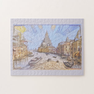 Venedig Grand Canal Art Deco Retro Reise Druck Puzzle