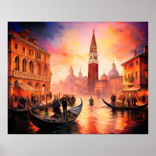 Venedig Grand Canal, Gondeln und San Marco | Poster (Vorne)