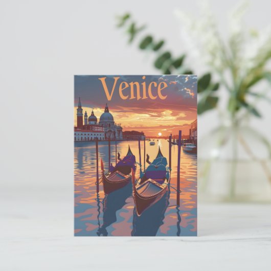 Venedig-Illustration Postkarte (Stehend Vorderseite)