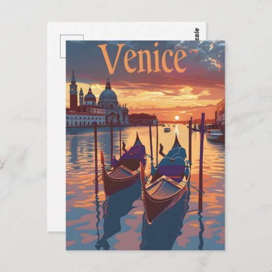 Venedig-Illustration Postkarte (Vorne/Hinten)