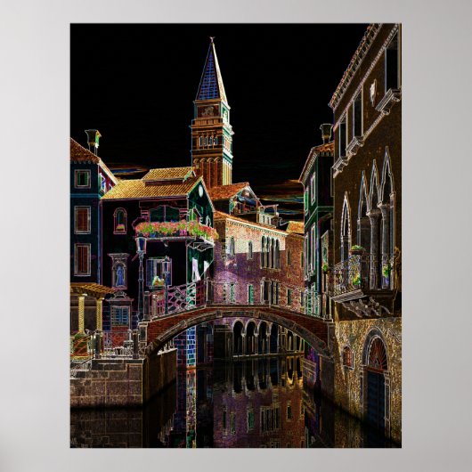 Venedig in Neon Poster (Vorne)